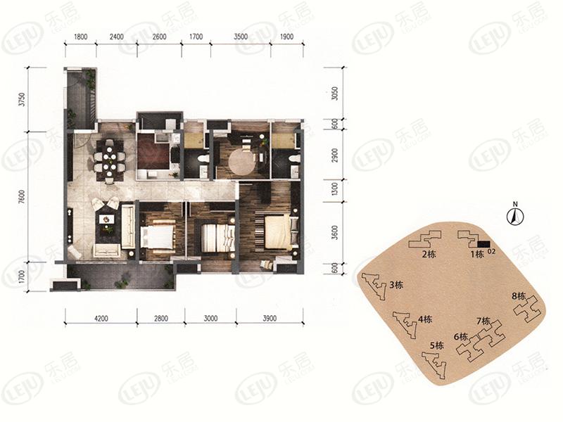 保利碧桂园悦公馆1栋-02户型户型图