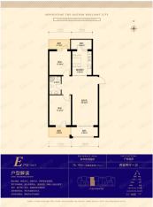 尚东辉煌城E户型 使用面积76.19平米+8.21平米户型图