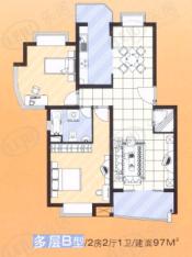 汇丽苑三期房型: 二房;  面积段: 89 －97 平方米;
户型图