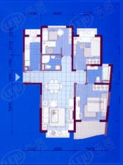 浦发广场房型: 三房;  面积段: 124.39 －124.73 平方米;
户型图