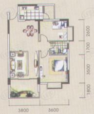 富通城二期房型: 二房;  面积段: 70 －80 平方米;户型图