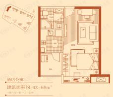 21°公馆精装酒店式公寓户型45-59㎡装修后户型户型图