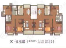 华光紫荆苑房型: 三房;  面积段: 106 －114 平方米;
户型图