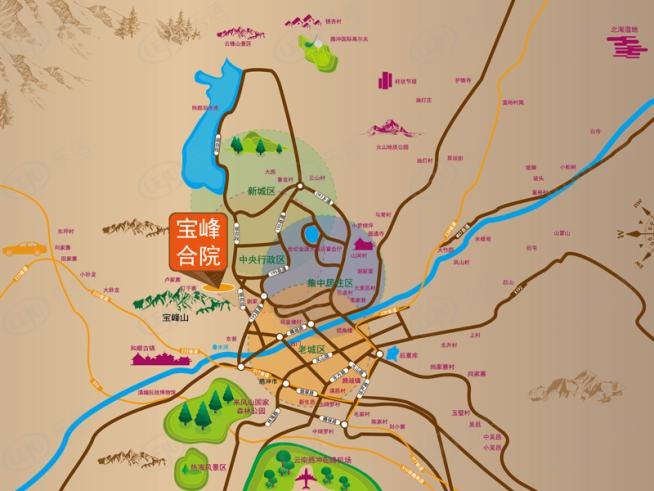 腾冲宝峰合院位置交通图
