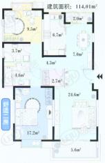 四季晶园房型: 二房;  面积段: 114 －114 平方米;
户型图