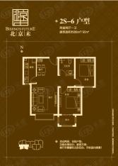北京未2S-6户型两室两厅一卫户型图