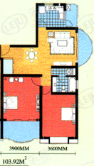 武夷花园房型: 二房;  面积段: 96.48 －124.52 平方米;
户型图