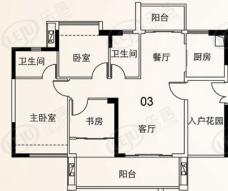 可逸家园1栋2层03单位三房两厅户型图