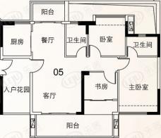 可逸家园4栋3-4，6-20，22-29层05单位三房两厅户型图