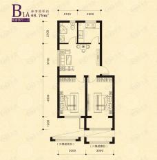 儒林庭枫多层B1A户型 两室两厅一卫户型图